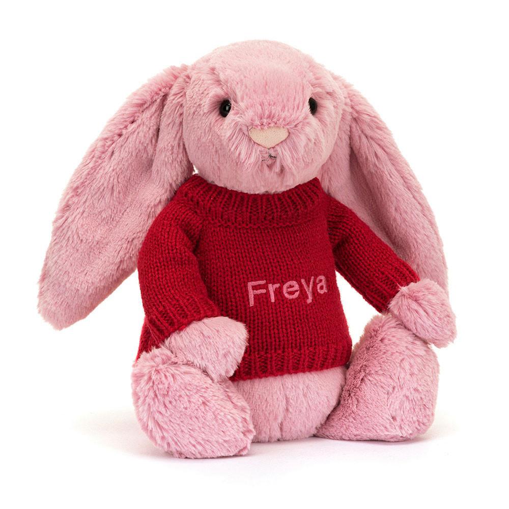 Jellycat Bashful Tulip Bunny with Personalised Jumper 31cm x 12cm x 9cm Discover Rosa | Deutschland  286-QXDILN