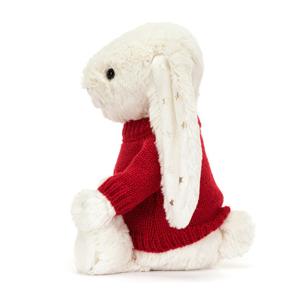 Jellycat Bashful Twinkle Bunny with Personalised Jumper 31cm x 12cm x 9cm Discover Weiß | Deutschland  096-AUHIWZ