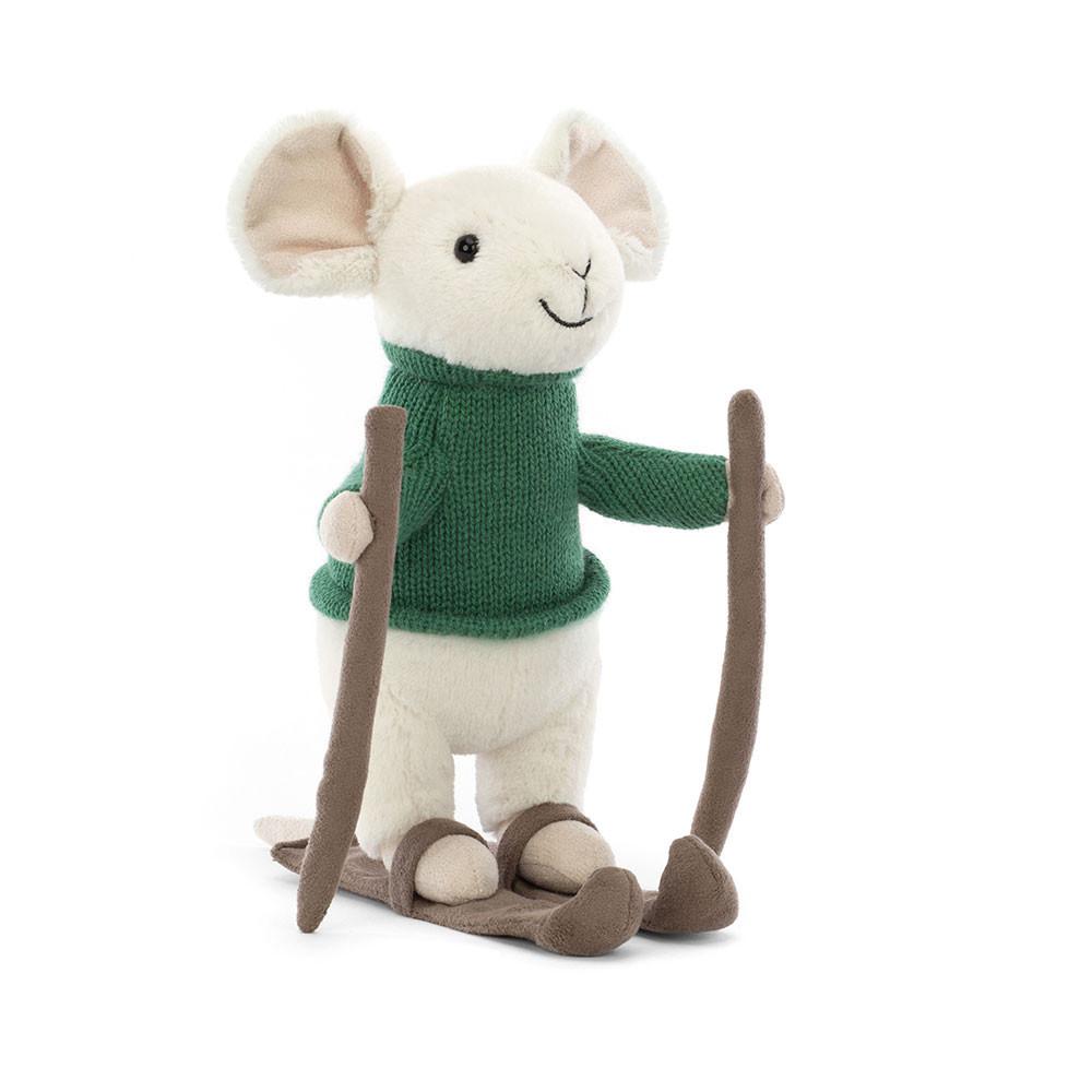 Jellycat Merry Mouse Skiing 19cm x 8cm x 15cm Animals Weiß | Deutschland  758-IPNVUR