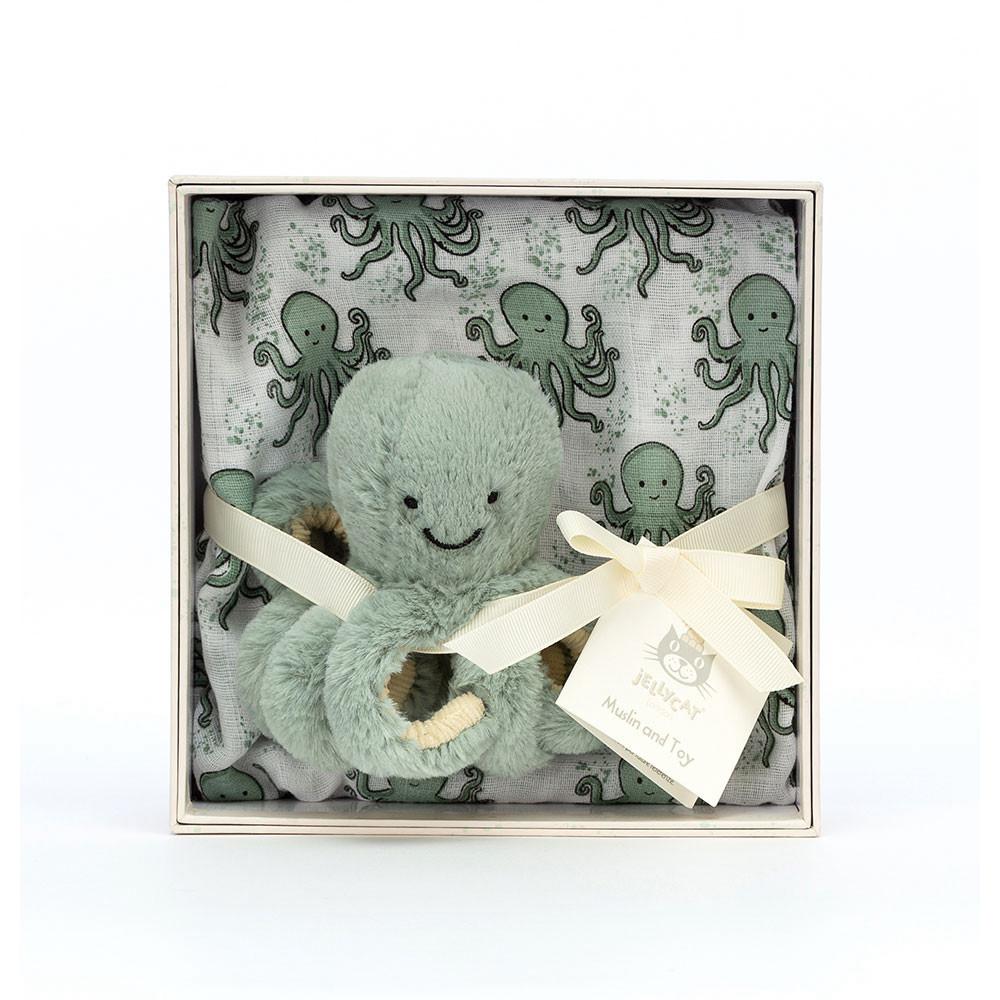 Jellycat Odyssey Octopus Gift Set 18cm x 18cm x 8cm Baby & Books Grün | Deutschland  214-OAGSFJ