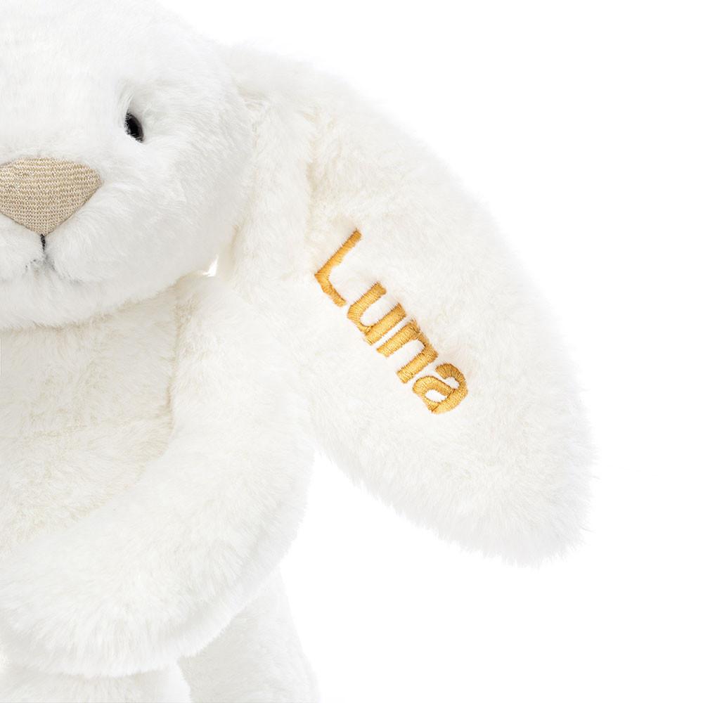 Jellycat Personalised Bashful Luxe Bunny Luna Medium 31cm x 12cm x 9cm Discover Weiß | Deutschland  526-DILEOA