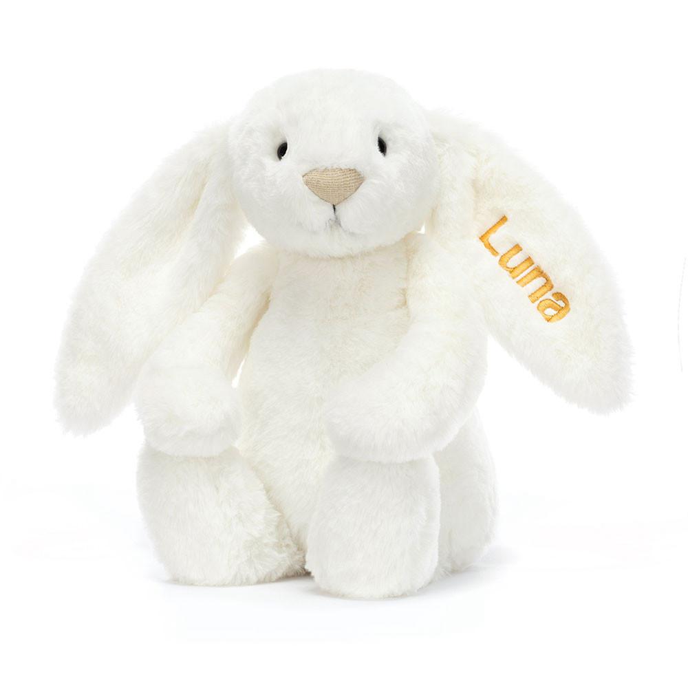 Jellycat Personalised Bashful Luxe Bunny Luna Medium 31cm x 12cm x 9cm Discover Weiß | Deutschland  526-DILEOA