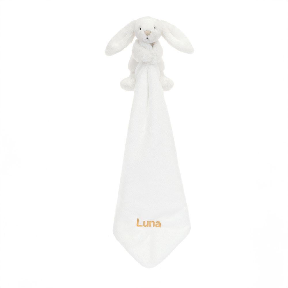 Jellycat Personalised Bashful Luxe Bunny Luna Soother 15cm x 34cm x 34cm Baby & Books Weiß | Deutschland  592-SBAIVU