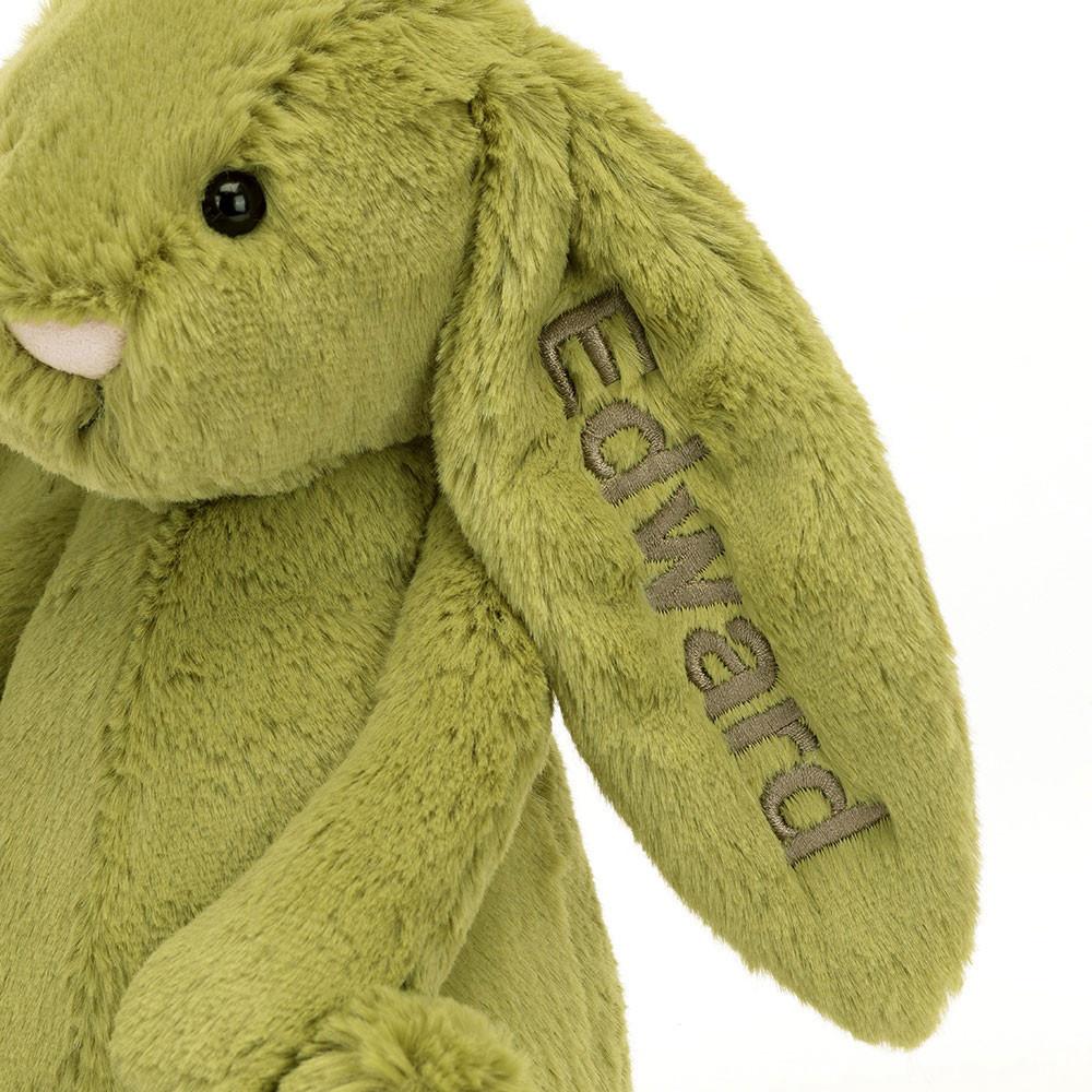 Jellycat Personalised Bashful Moss Bunny Medium 31cm x 12cm x 9cm Discover Grün | Deutschland  397-ULSOAR