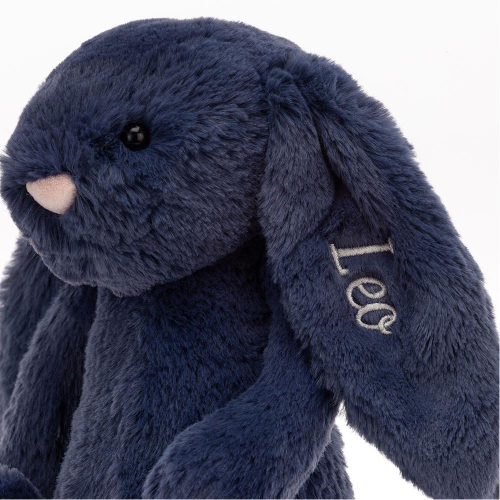 Jellycat Personalised Bashful Navy Bunny Medium 31cm x 12cm x 9cm Discover Blau | Deutschland  407-HSDZTV