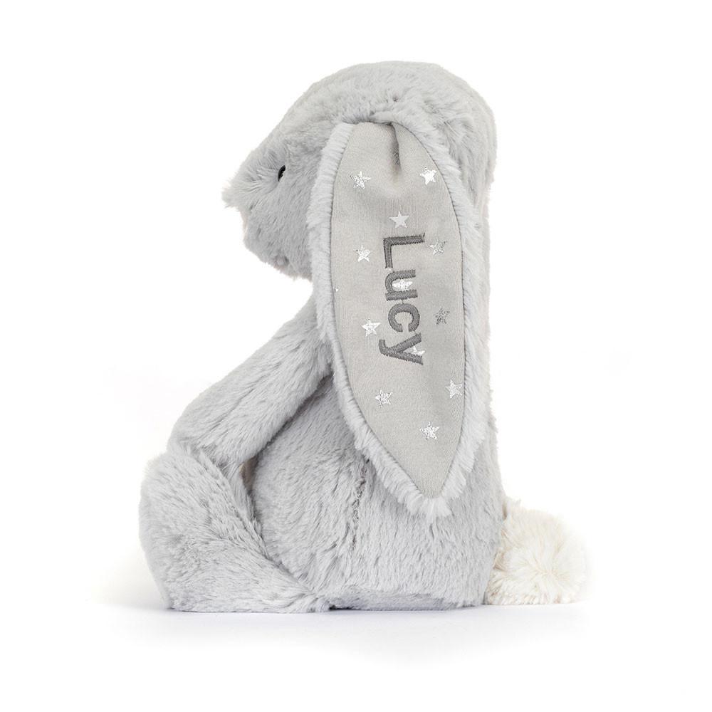 Jellycat Personalised Bashful Shimmer Bunny Medium 31cm x 12cm x 9cm Discover Grau | Deutschland  508-IROJSX