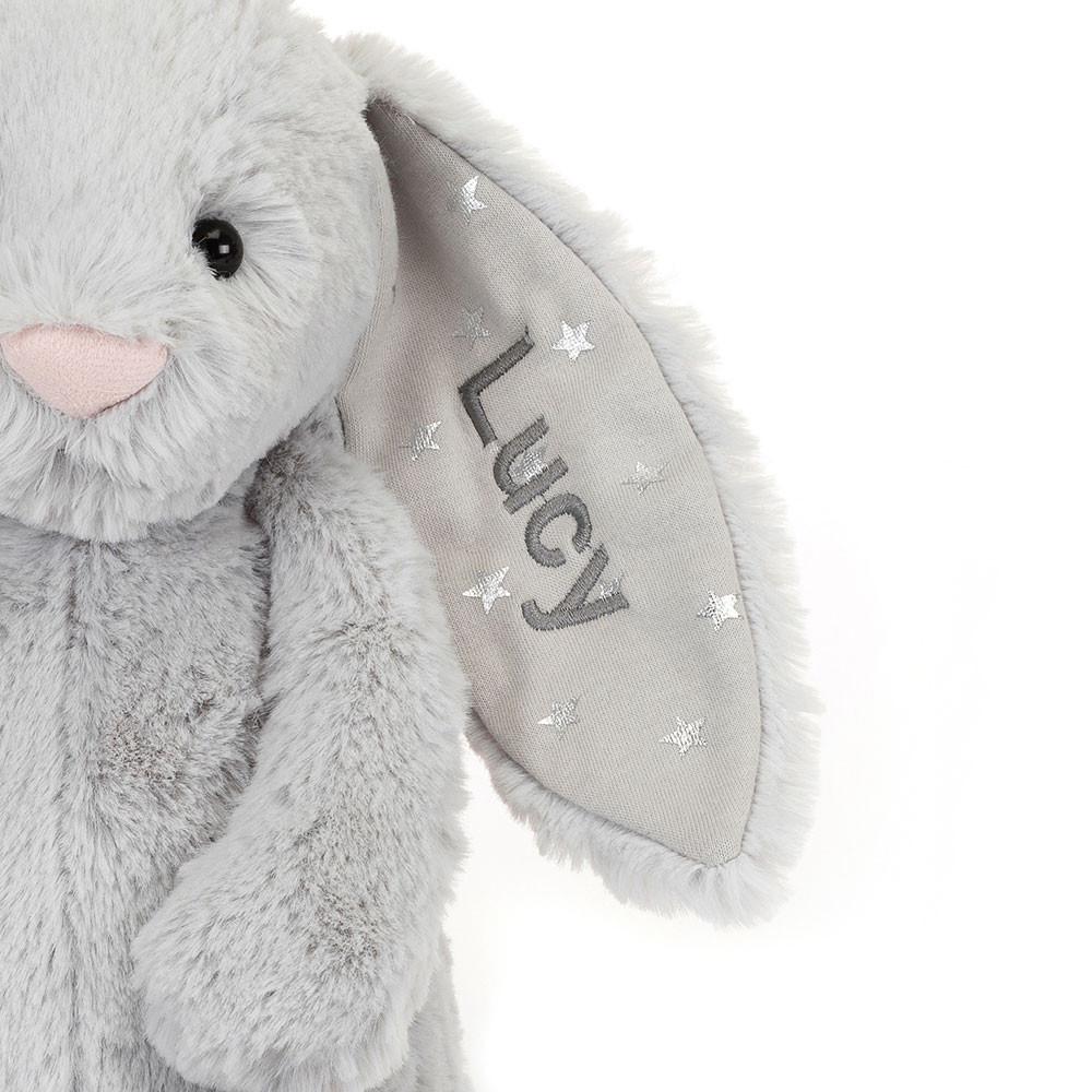 Jellycat Personalised Bashful Shimmer Bunny Medium 31cm x 12cm x 9cm Discover Grau | Deutschland  508-IROJSX