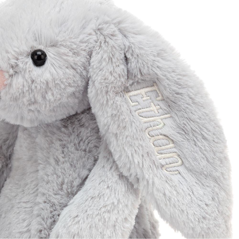 Jellycat Personalised Bashful Silver Bunny Medium 31cm x 12cm x 9cm Baby & Books Grau | Deutschland  830-EHWDOU