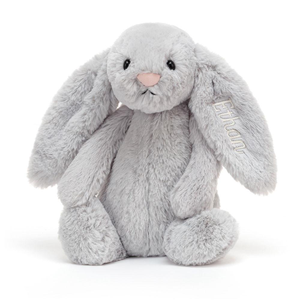 Jellycat Personalised Bashful Silver Bunny Medium 31cm x 12cm x 9cm Baby & Books Grau | Deutschland  830-EHWDOU