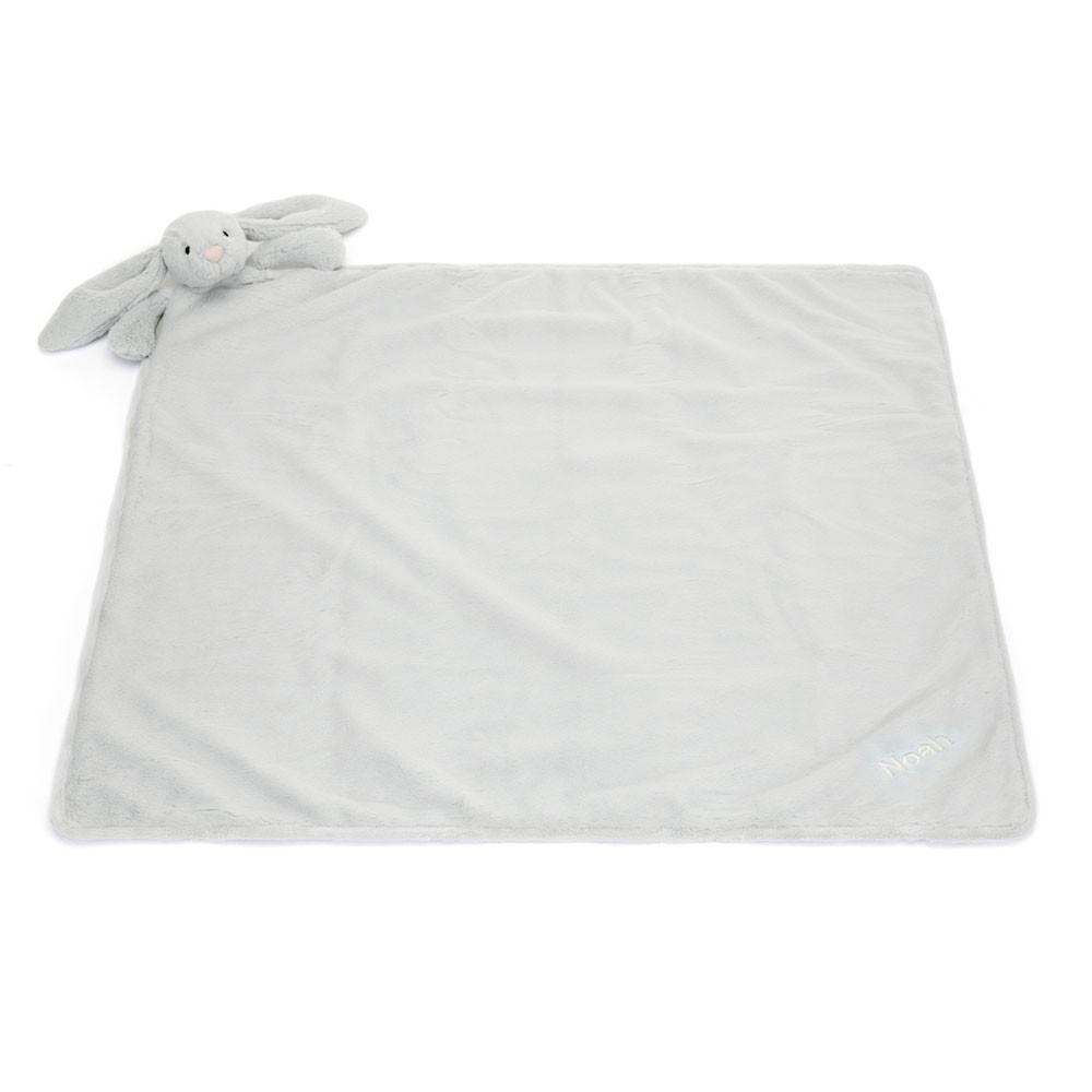 Jellycat Personalised Bashful Silver Bunny Blankie 15cm x 34cm x 34cm Baby & Books Grau | Deutschland  631-TKUDEV