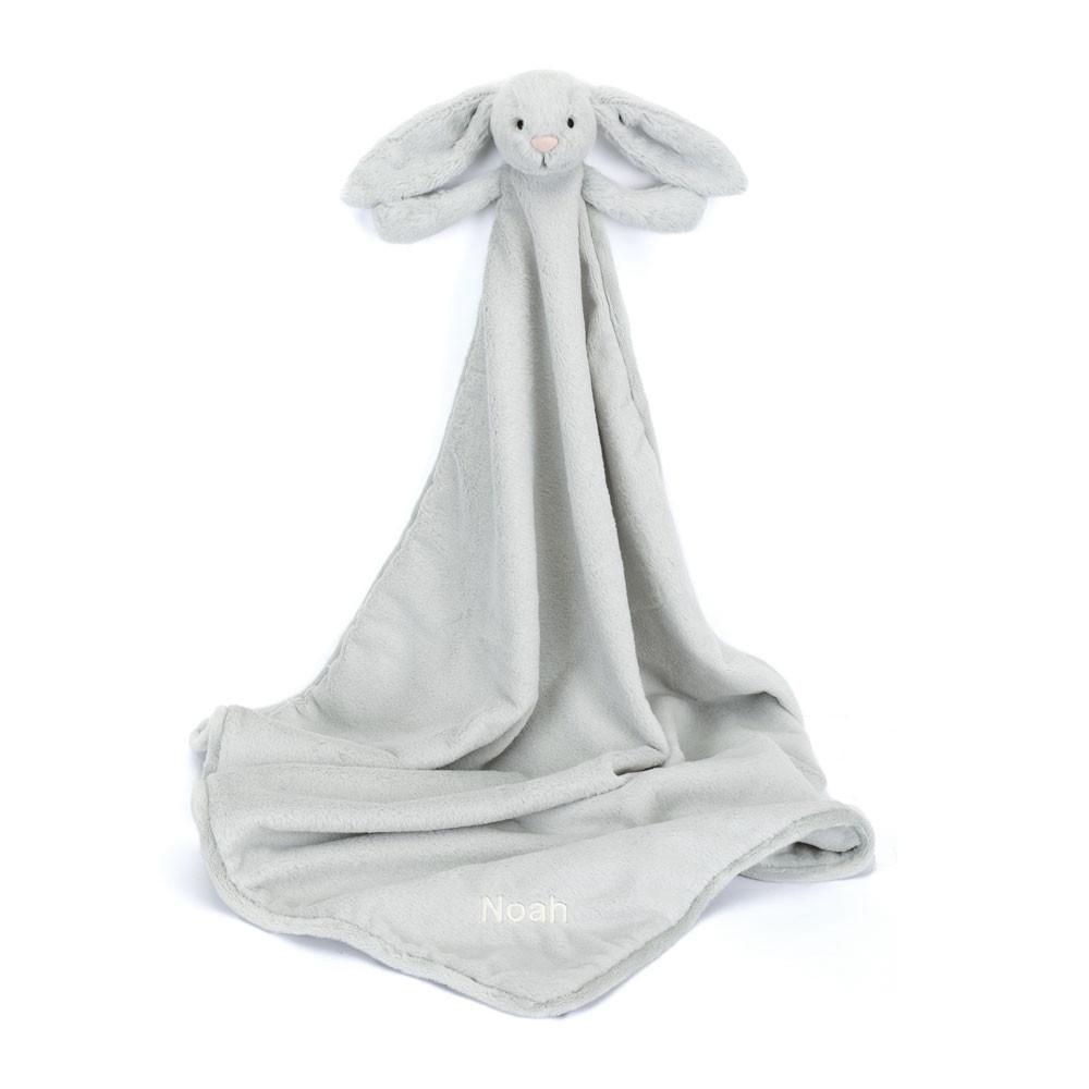 Jellycat Personalised Bashful Silver Bunny Blankie 15cm x 34cm x 34cm Baby & Books Grau | Deutschland  631-TKUDEV