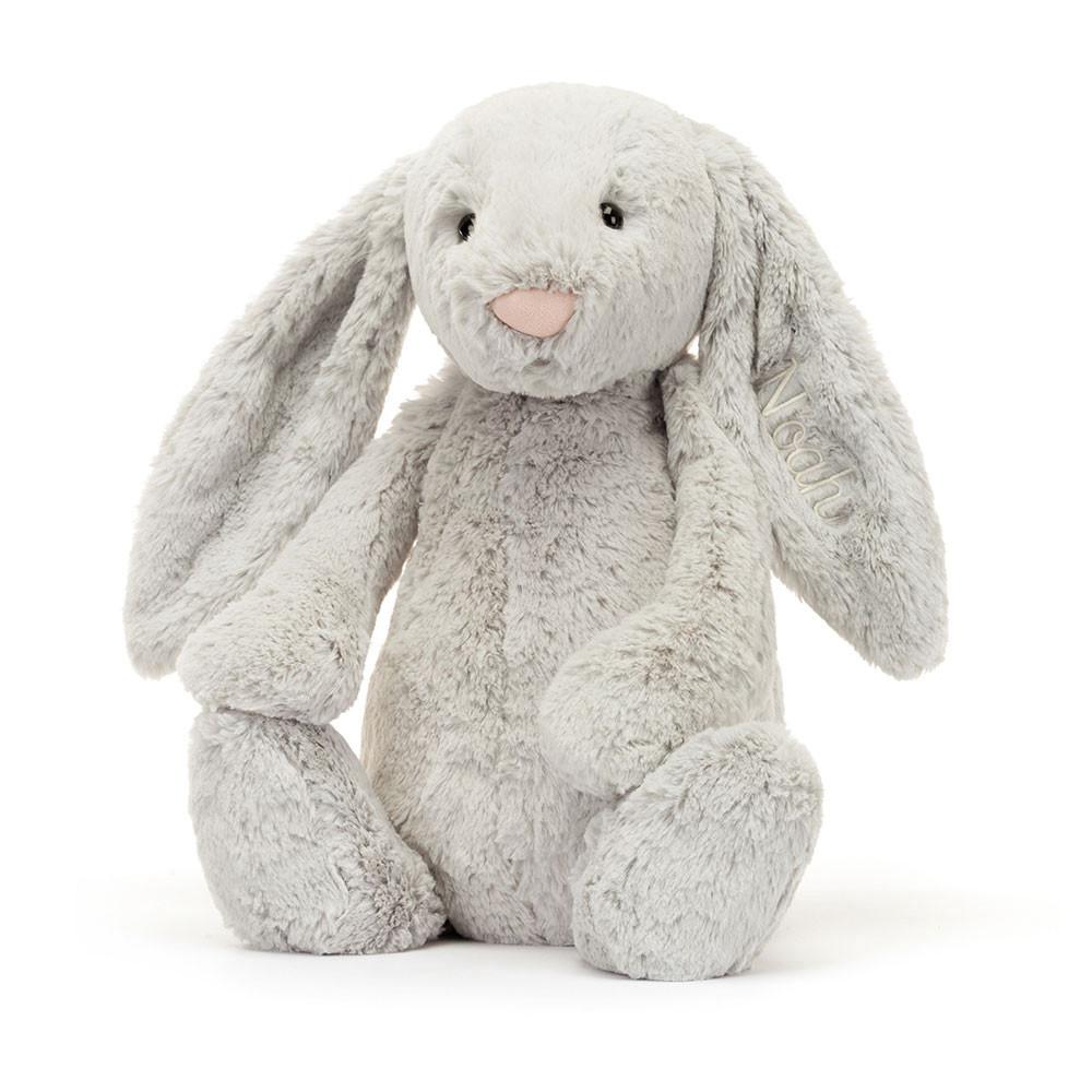 Jellycat Personalised Bashful Silver Bunny Huge 51cm x 21cm x 12cm Baby & Books Grau | Deutschland  682-WZGFBA