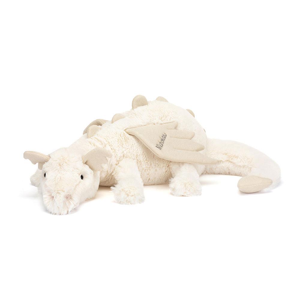 Jellycat Personalised Snow Dragon Huge 19cm x 20cm x 66cm Discover Weiß | Deutschland  261-QFBTNR