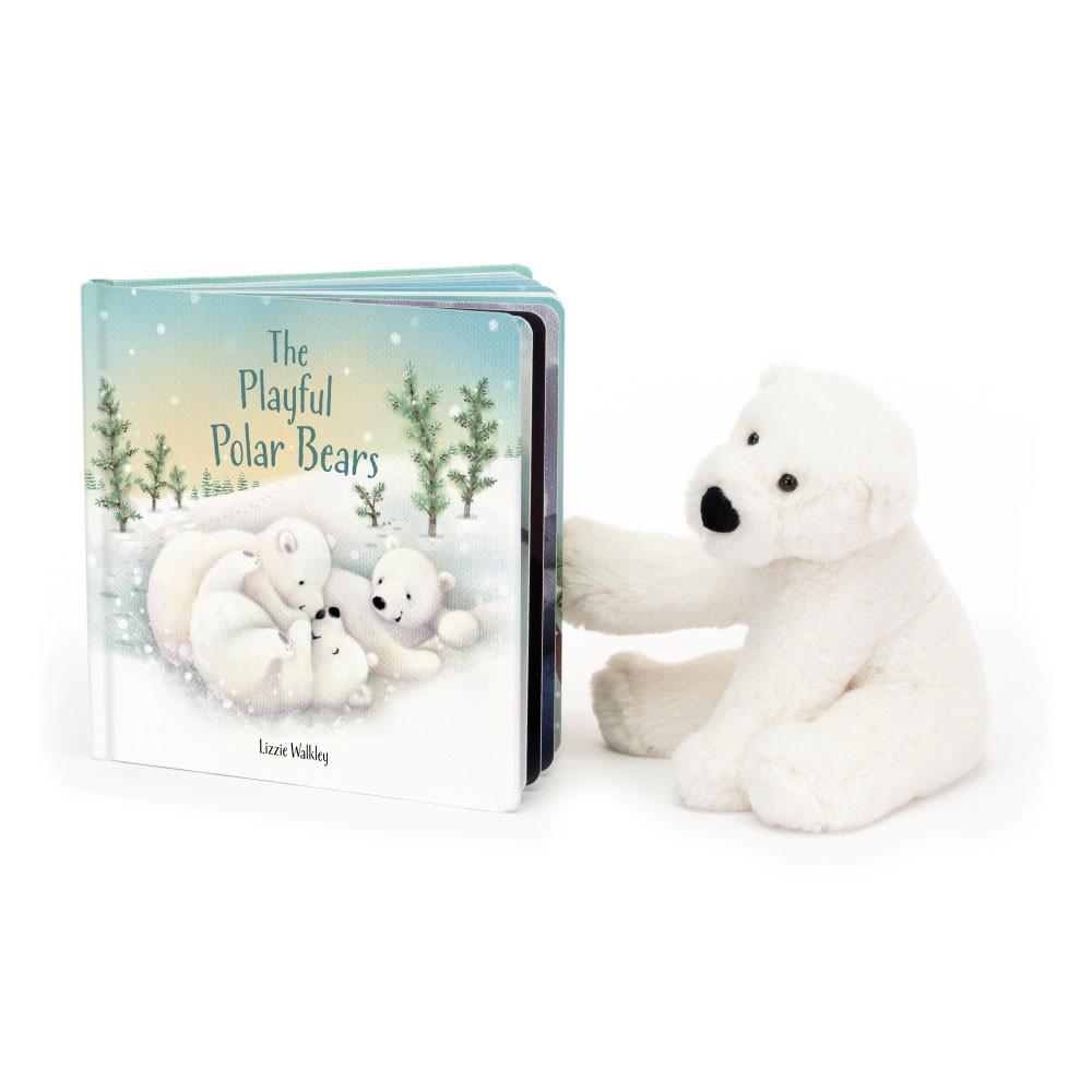 Jellycat The Playful Polar Bears Book and Perry Polar Bear Small Discover Weiß | Deutschland  098-CLTZHY
