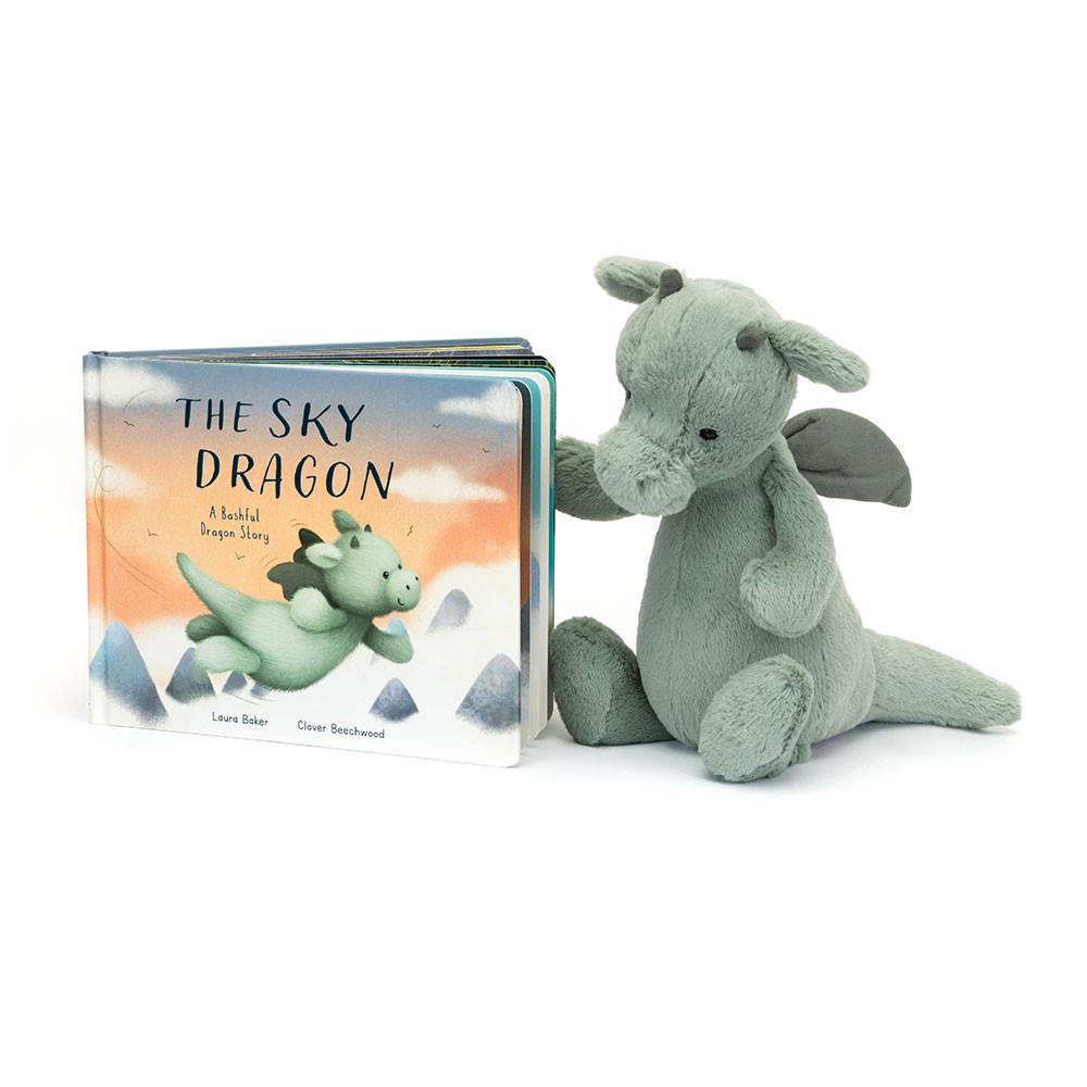 Jellycat The Sky Dragon Book and Bashful Dragon Medium Discover Grün | Deutschland  478-IPXTLN