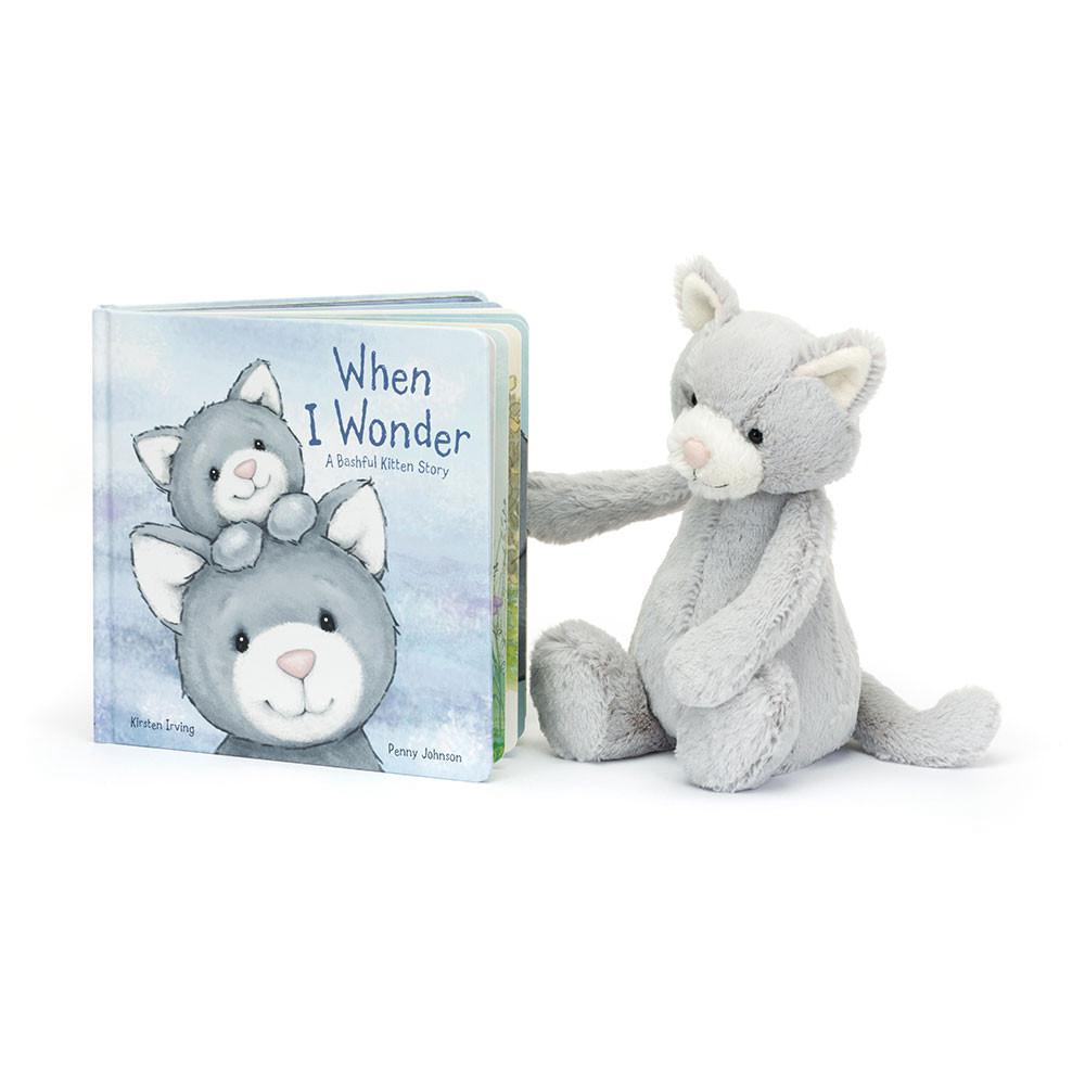 Jellycat When I Wonder Book and Bashful Kitty Medium Discover Grau | Deutschland  697-UGBYKR